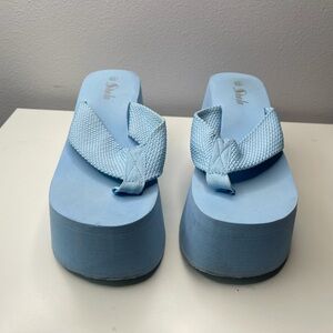 light blue chunky platform sandals, size 6.5 / 37